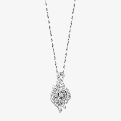Enchanted Disney Fine Jewelry Cinderella, (I/I2) Womens 1/5 CT. Lab Grown White Diamond Sterling Silver 18 Inch Pendant Necklace