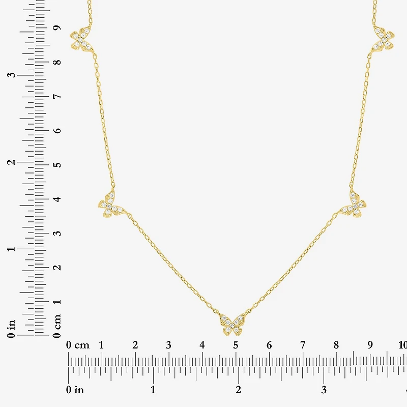Diamond Addiction Butterfly (G-H/ Si2-I1) Womens 1/4 CT. T.W. Lab Grown White Diamond 14K Gold Over Silver Butterfly 18 Inch Pendant Necklace