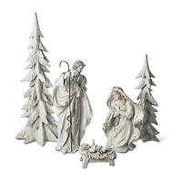 Glitzhome White/Gold Resin Holy Family Nativity Set