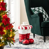 Glitzhome 15"H Christmas Mgo Peppermint Boot Bar Stool