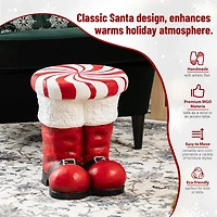Glitzhome 15"H Christmas Mgo Peppermint Boot Bar Stool