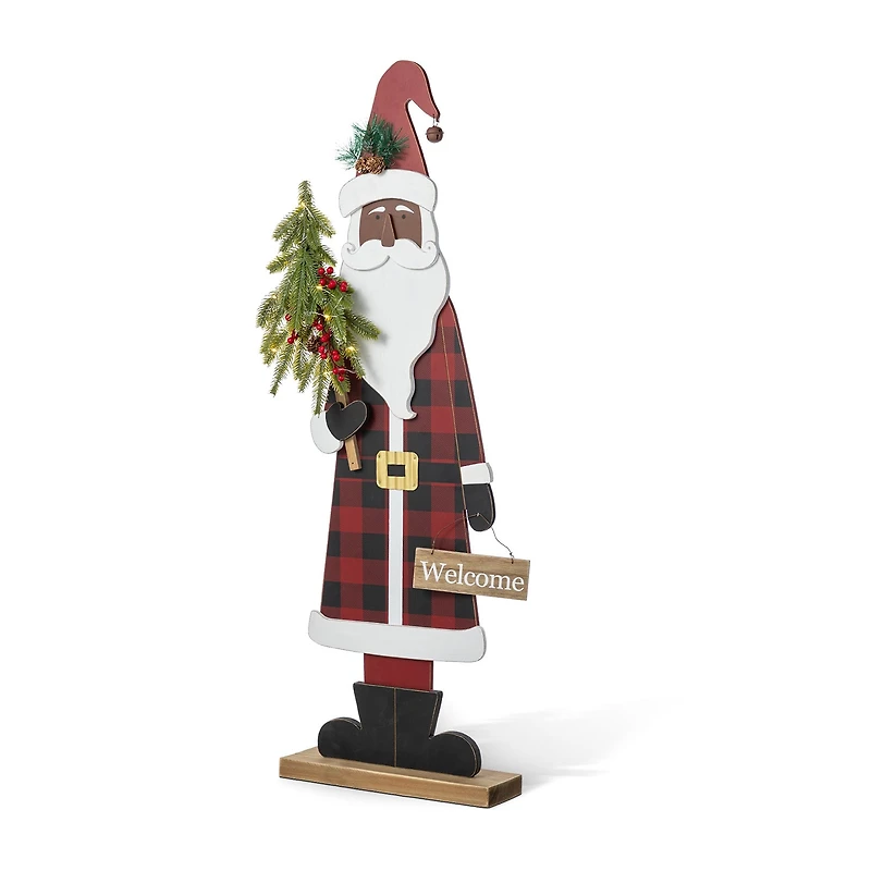 Glitzhome 36"H Lighted Wooden Africa Santa Christmas Porch Sign