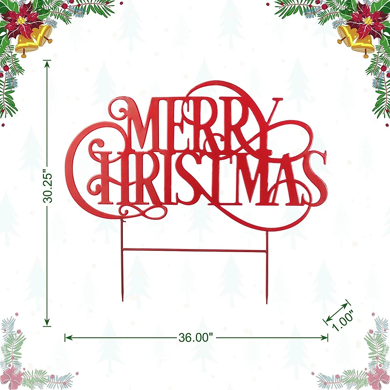 Glitzhome 36"L Oversized Metal Christmas Christmas Yard Art