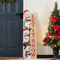 Glitzhome 42"H Wooden Christmas Let It Sonw Stack Snowman Christmas Porch Sign