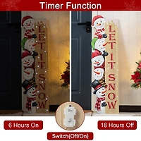 Glitzhome 42"H Wooden Christmas Let It Sonw Stack Snowman Christmas Porch Sign
