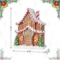 Glitzhome 12"H Christmas Lighted Resin Village Christmas Tabletop Decor