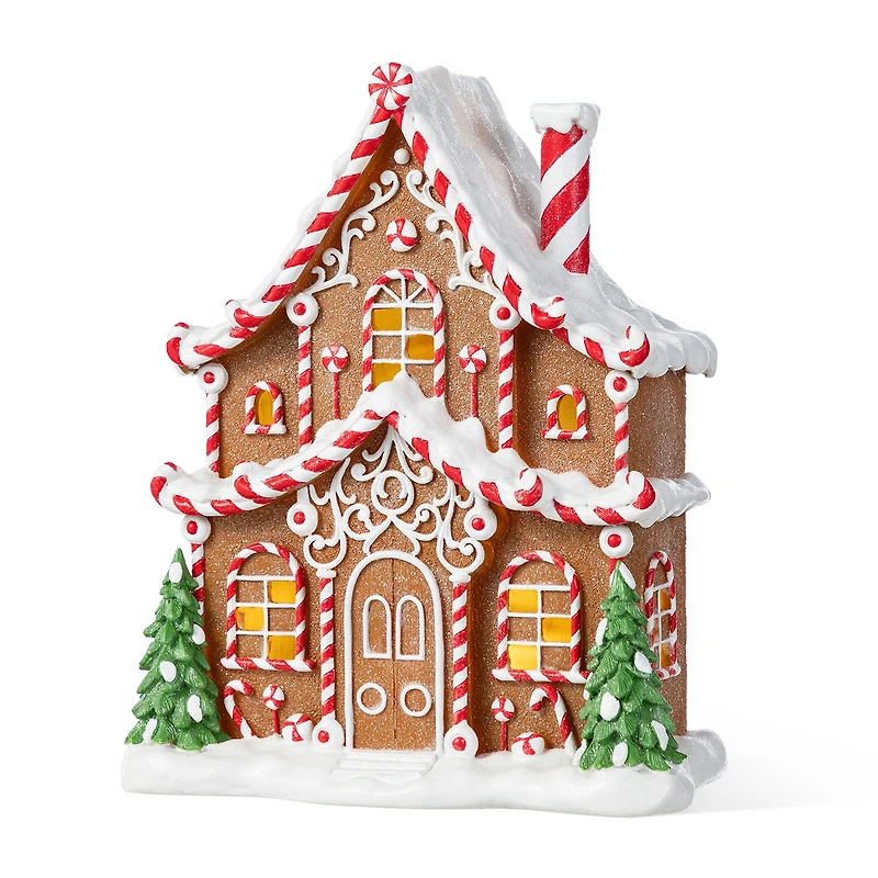 Glitzhome 12"H Christmas Lighted Resin Village Christmas Tabletop Decor