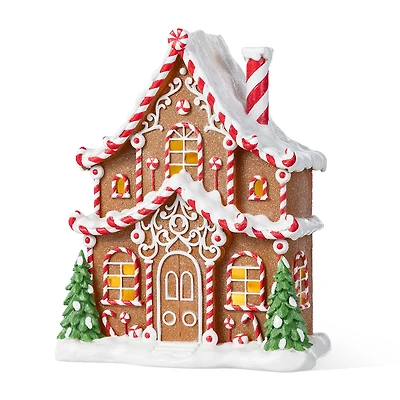 Glitzhome 12"H Christmas Lighted Resin Village Christmas Tabletop Decor