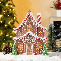 Glitzhome 12"H Christmas Lighted Resin Village Christmas Tabletop Decor