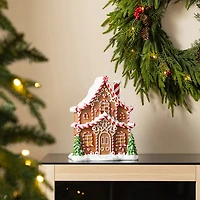 Glitzhome 12"H Christmas Lighted Resin Village Christmas Tabletop Decor