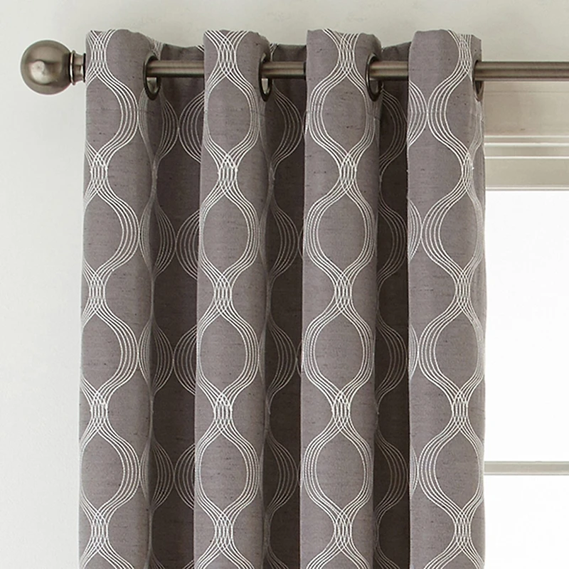 Max Blackout Prescott Grommet Top Embroidered 100% Single Curtain Panel