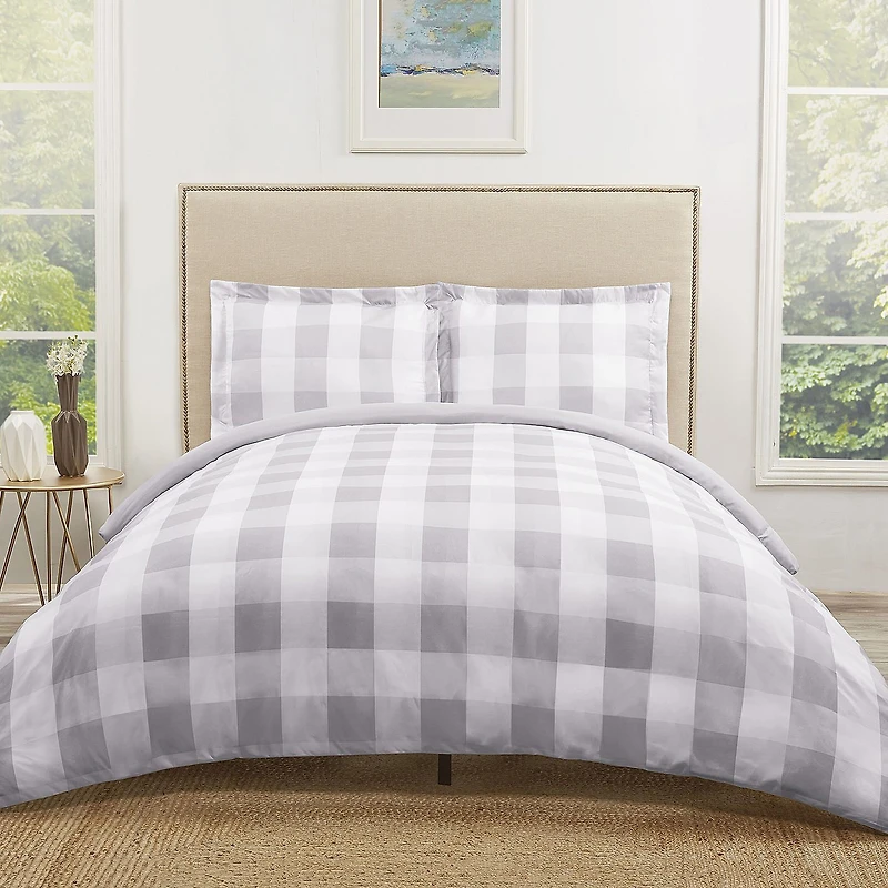 Truly Soft Everyday Buffalo Check Comforter Set Plaid Lightweight REVERSIBLE