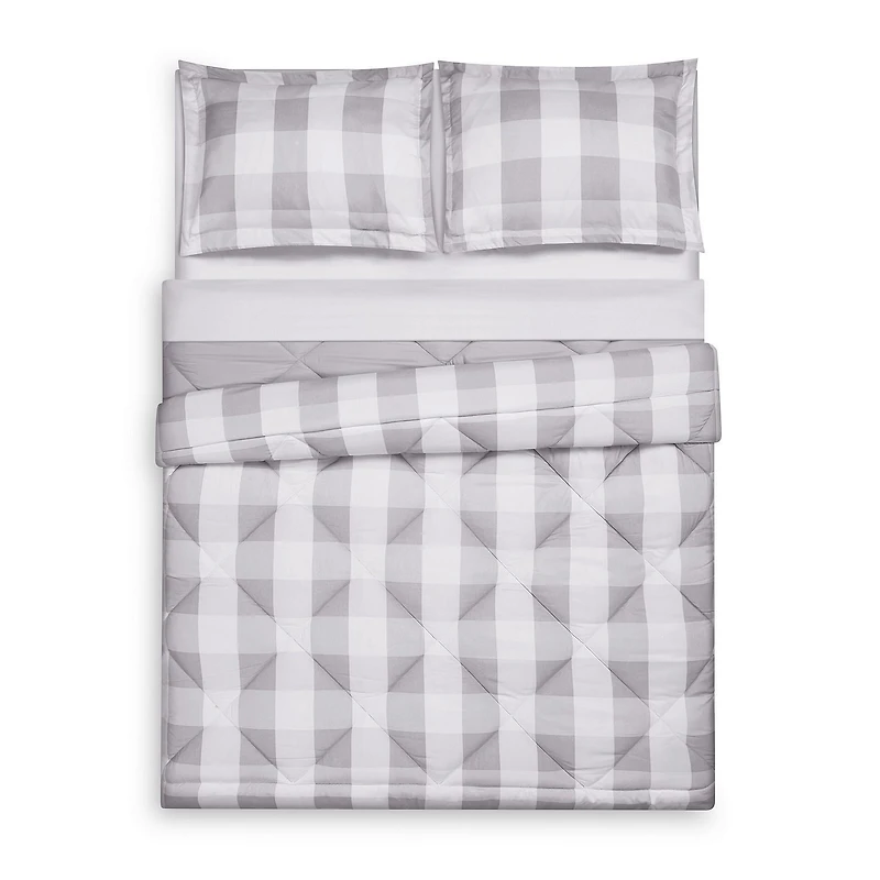 Truly Soft Everyday Buffalo Check Comforter Set Plaid Lightweight REVERSIBLE