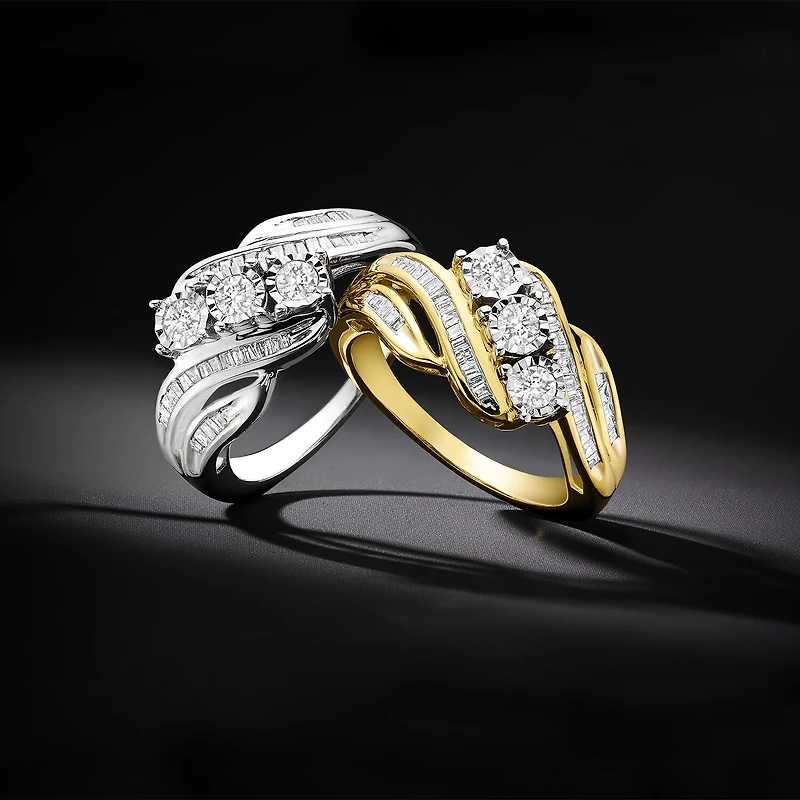 Love Lives Forever 1/2 CT.T.W. Round White Natural Diamond 10K Gold 3-Stone Ring