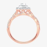 Signature By Modern Bride 1 CT.T.W. Natural Diamond Side Stone Halo Bridal Set 10K or 14K Gold