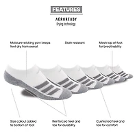 adidas Big Kid Boys Multi-Pack 6 Pair No Show Socks