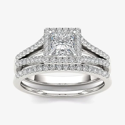 1 CT.T.W. Natural Diamond 10K White Gold Bridal Ring Set