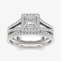 1 CT.T.W. Natural Diamond 10K White Gold Bridal Ring Set