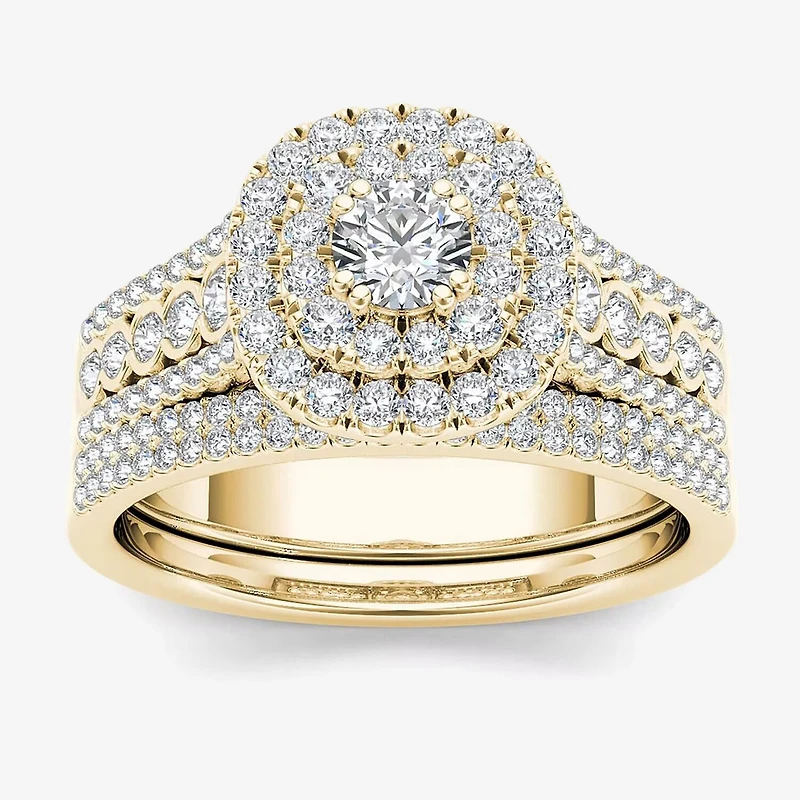 1 CT.T.W. Natural Diamond 10K Yellow Gold Bridal Ring Set