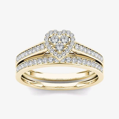 1/2 CT.T.W. Natural Diamond 10K Yellow Gold Heart-Shaped Bridal Set