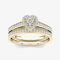 1/2 CT.T.W. Natural Diamond 10K Yellow Gold Heart-Shaped Bridal Set