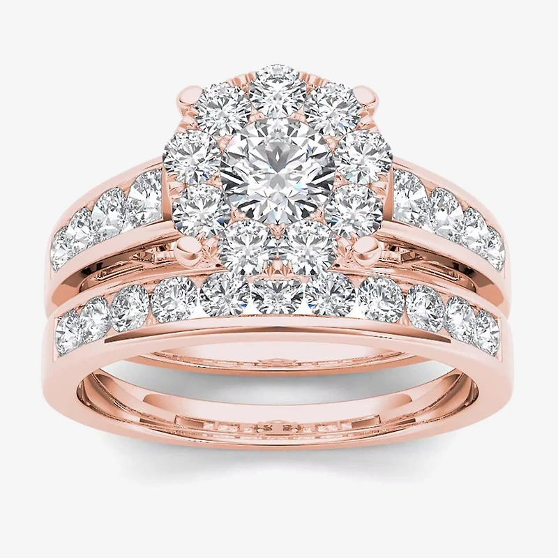 1 1/2 CT.T.W. Natural Diamond 10K Rose Gold Bridal Set