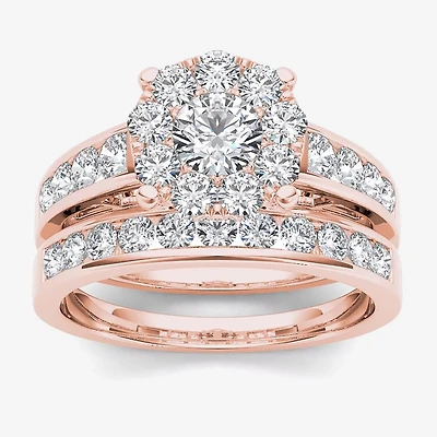 1 1/2 CT.T.W. Natural Diamond 10K Rose Gold Bridal Set