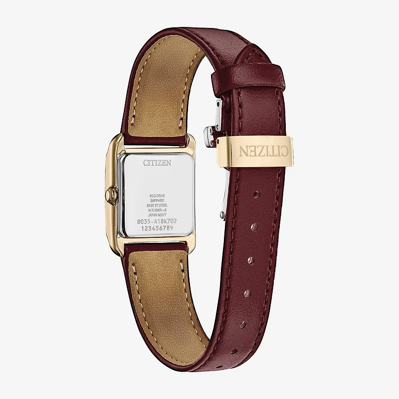 Citizen Bianca Womens Gold Tone Leather Strap Watch Ew5593-05d