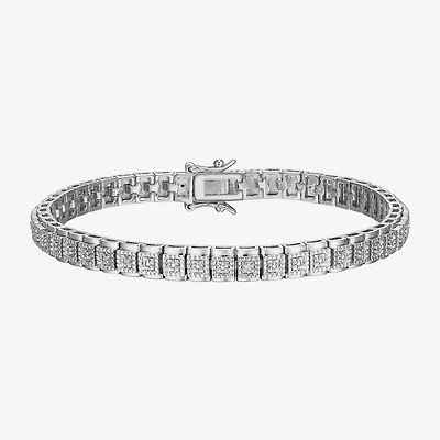 Sparkle Allure Womens Natural Diamond Accent Pure Silver Over Bronze 7.25 Inch Tennis Bracelet