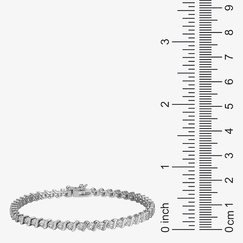 Sparkle Allure Womens Natural Diamond Accent Pure Silver Over Bronze 7.25 Inch Tennis Bracelet