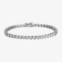 Sparkle Allure Womens Natural Diamond Accent Pure Silver Over Bronze 7.25 Inch Tennis Bracelet