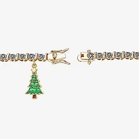 Sparkle Allure Christmas Tree Womens Natural Diamond Accent Pure Silver Over Bronze 7.25 Inch Tennis Bracelet