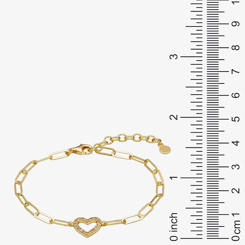 Paris 1901 By Charles Garnier Womens 18K Gold Over Silver Solid Heart 6 3/4 Inch Link Bracelet