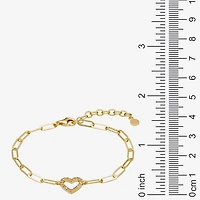 Paris 1901 By Charles Garnier Womens 18K Gold Over Silver Solid Heart 6 3/4 Inch Link Bracelet