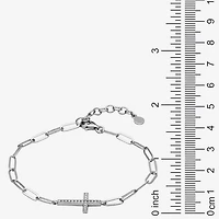 Paris 1901 By Charles Garnier Womens Sterling Silver Solid Cross 7 Inch Link Bracelet