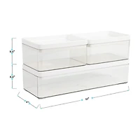 Martha Stewart 3 Pack Clear Bins With White PET Lids