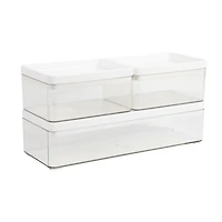 Martha Stewart 3 Pack Clear Bins With White PET Lids