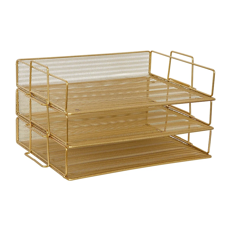 Martha Stewart Gold 3 Tier Desk Letter Tray