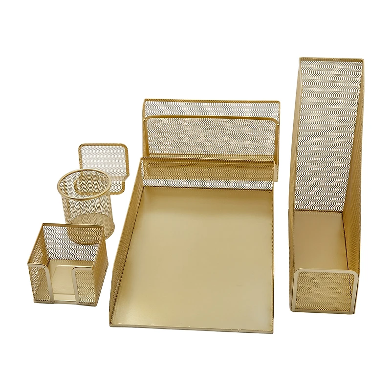 Martha Stewart 6 Piece Gold Desk Organizer Set