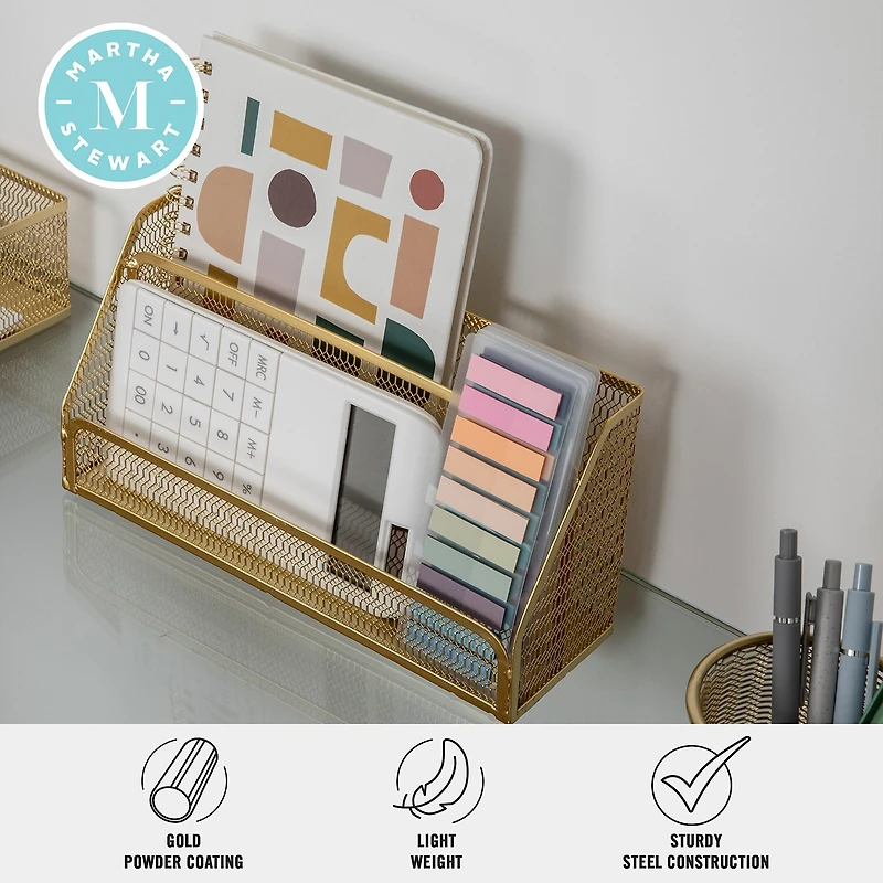 Martha Stewart 6 Piece Gold Desk Organizer Set