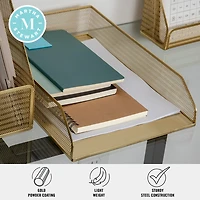 Martha Stewart 2 Pack Gold Mesh Letter Trays
