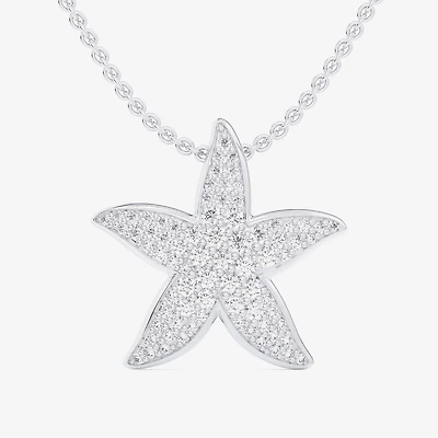 Starfish (G-H / Si1-Si2) Womens 1/2 CT. T.W. Lab Grown White Diamond 10K Gold Star 18 Inch Pendant Necklace