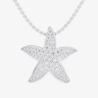 Starfish (G-H / Si1-Si2) Womens 1/2 CT. T.W. Lab Grown White Diamond 10K Gold Star 18 Inch Pendant Necklace