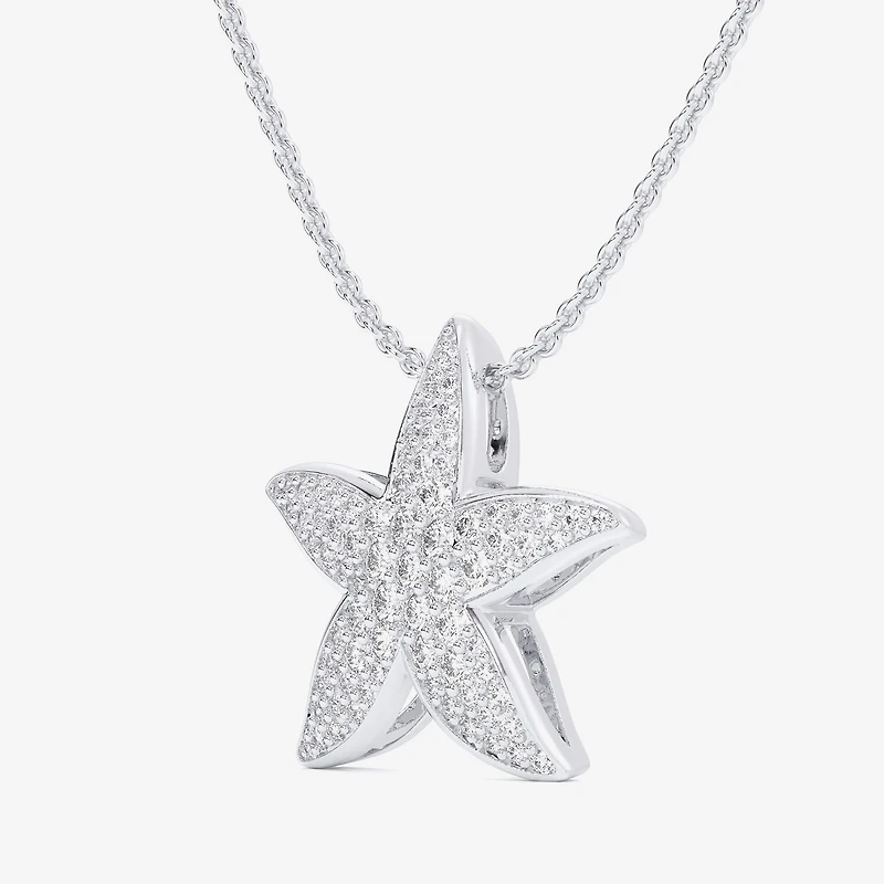 Starfish (G-H / Si1-Si2) Womens 1/2 CT. T.W. Lab Grown White Diamond 10K Gold Star 18 Inch Pendant Necklace