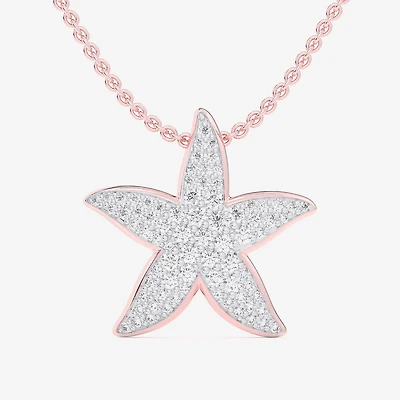 Starfish (G-H / Si1-Si2) Womens 1/2 CT. T.W. Lab Grown White Diamond 10K Gold Star 18 Inch Pendant Necklace