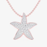 Starfish (G-H / Si1-Si2) Womens 1/2 CT. T.W. Lab Grown White Diamond 10K Gold Star 18 Inch Pendant Necklace