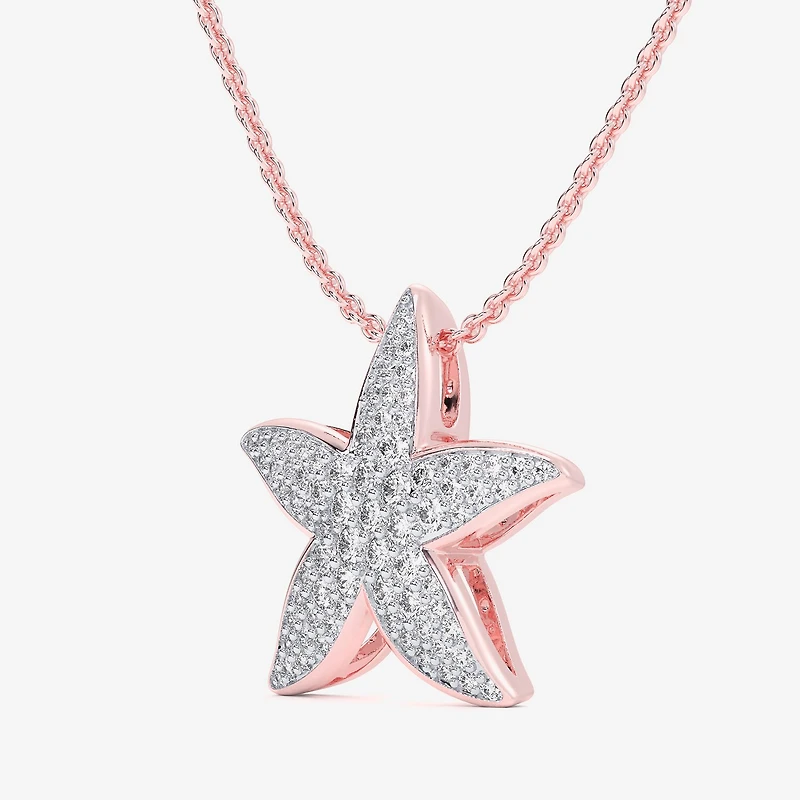 Starfish (G-H / Si1-Si2) Womens 1/2 CT. T.W. Lab Grown White Diamond 10K Gold Star 18 Inch Pendant Necklace