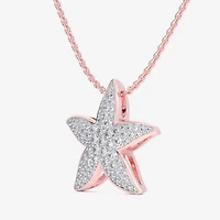 Starfish (G-H / Si1-Si2) Womens 1/2 CT. T.W. Lab Grown White Diamond 10K Gold Star 18 Inch Pendant Necklace
