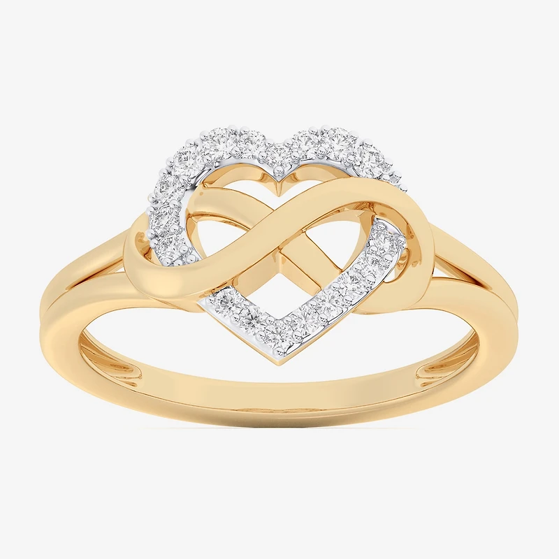 G-H / Si1-Si2) Womens 1/ CT. T.W. Lab Grown White Diamond 10K Gold Heart Bypass Cocktail Ring