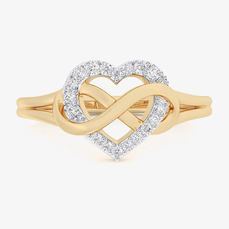 G-H / Si1-Si2) Womens 1/ CT. T.W. Lab Grown White Diamond 10K Gold Heart Bypass Cocktail Ring